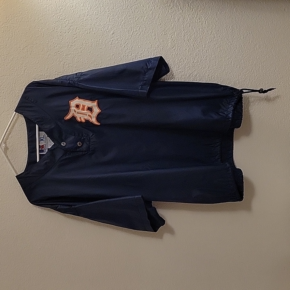 MLB Vintage Detroit Tigers Pullover Windbreaker - Navy Blue - XL